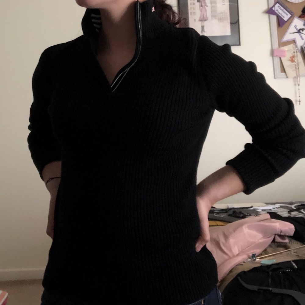 Polo half zip up sweater high collar